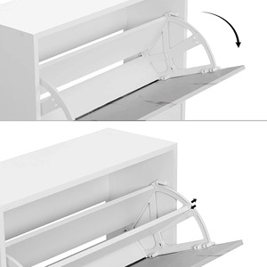 Modern Mermer Beyaz Ayakkabılık İnce Ahşap Ayakkabı Rafı 2 Açılır Çekmeceli LED'li Ayakkabı Düzenleyici Antre Holü İçin - Product Image 3