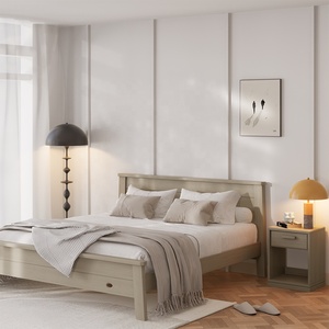 Solo B2B Boori Modern European mobili per camera da letto in legno struttura in legno massello letto matrimoniale Queen Size 150*200 - Product Image 3
