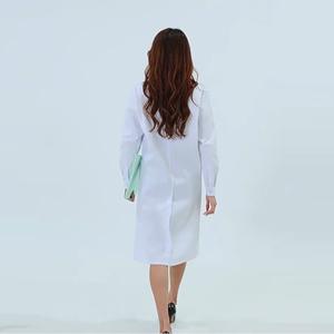 Lang ärmel ige Labor kittel uniform mit Knopf manschetten Weibliche Krankens ch wester & männliche Krankens ch wester Weiße medizinische Uniformen - Product Image 3