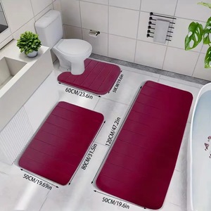 Coral fleece floor <b>mat</b> household toilet three piece <b>set</b> simple solid color <b>bathroom</b> non slip floor <b>mat</b> - Product Image 6