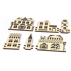 Decoraciones navideñas de madera Corte láser personalizado Escena de soporte de pueblo navideño de madera para decoración de luz de <span class=keywords><strong>estufa</strong></span> - Product Image 5