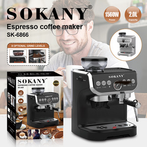 Cafetera Eléctrica Espresso SOKANY6866 para <span class=keywords><strong>Comercio</strong></span> Exterior con Molinillo, Vapor, 20 Bares de Presión, Pantalla LCD y Control Automático - Product Image 4