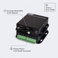 8ch Unidirectional Dry Contact Over Fiber Transmitter Receiver SC Single Mode 20KM Plug and Play for Remote IO Relay Control