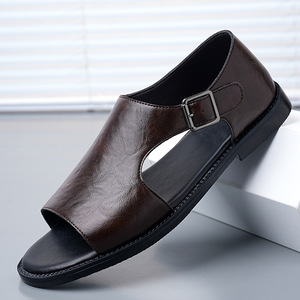 Nouvelles sandales en cuir pour hommes, chaussures décontractées d'été, sandales romaines d'extérieur, semelle souple, antidérapantes, sandales de plage - Product Image 2