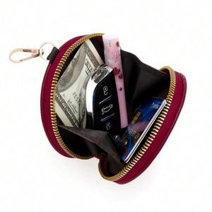 Round Zipper Coin Pouch <b>Small</b> Coin <b>Purse</b> Stylish Pocket PU Leather Change <b>Purse</b> - Product Image 3