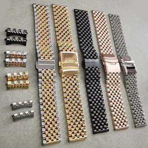 Extrémité de courbe 20mm <span class=keywords><strong>22mm</strong></span> maillons à vis solides remplacement de <span class=keywords><strong>bracelet</strong></span> de <span class=keywords><strong>montre</strong></span> 7 perles <span class=keywords><strong>Bracelet</strong></span> de <span class=keywords><strong>montre</strong></span> en acier inoxydable avec fermoir pliant - Product Image 2