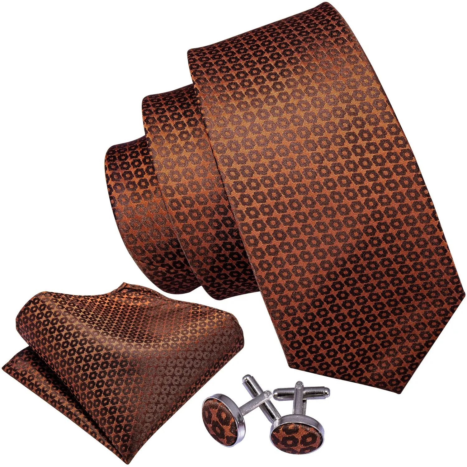 Wholesale Custom Design Brown Polka Dot Neckties Men 100% Silk Ties Manufacturers Cheap Mens Necktie Set