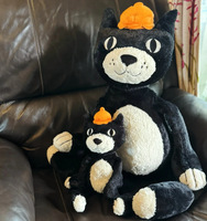 Peluche chat noir mignon en gelée, à poils courts, rembourrée en éponge, pour cadeau