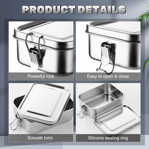 Clip Leak-Proof Bento Food Container for Adults and Teenagers Preserves Freshness Customized Stainless Steel <b>Lunch</b> <b>Box</b> - Product Image 2
