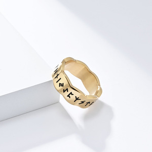 Nordic Viking Letter <b>Titanium</b> Steel <b>Ring</b> Men's Punk Jewelry Gift Fashion <b>Rings</b> - Product Image 3