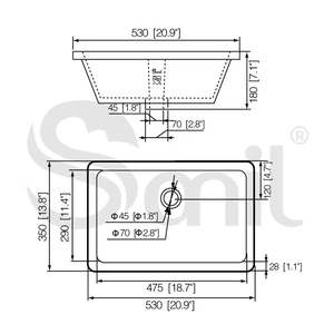 CUPC Großhandel SANI <span class=keywords><strong>SN016</strong></span> Modernes Einloch-Waschbecken für Badezimmer-Kommode Keramik-Waschbecken Weiß Rechteckig 25MM Dicke 5 Jahre Garantie - Product Image 5