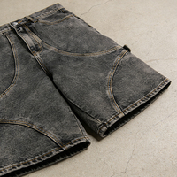 OEM ODM Premium 14 OZ Shorts en jean baggy pour hommes, design patchwork, jorts en denim pour hommes et femmes, personnalisables, bleu, noir, vintage, délavés