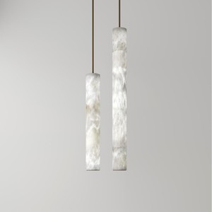 Spanish Marble Pendant <b>Light</b> Long Cylinder Shape <b>LED</b> Chandelier For Home Villa Living Room - Product Image 2