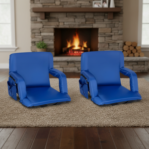 Bantal Duduk Lipat Portabel Nyaman Warna Biru untuk Luar Ruangan, Bantalan Stadion dengan Tali Pengikat yang Dapat Disesuaikan dan Penyangga Punggung - Product Image 3