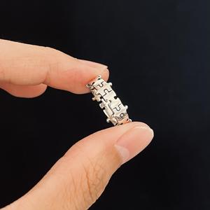Women's Cool Style <b>Puzzle</b> Fragment <b>Ring</b> with Inlay S925 Pure Silver Unique Niche Personality Design High Beauty Tail <b>Ring</b> - Product Image 3