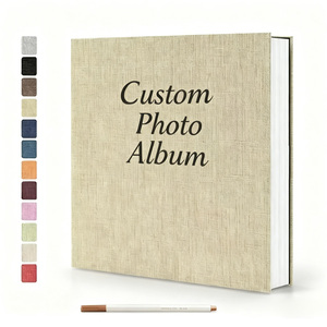 Album photo souvenir DIY <span class=keywords><strong>en</strong></span> lin avec 40 pages autocollantes, couverture personnalisable pour vendeurs <span class=keywords><strong>en</strong></span> <span class=keywords><strong>ligne</strong></span> - Product Image 1