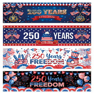 Factory Wholesale US 250th Anniversary Independence Day Polyester Cloth Banner Hanging Outdoor Courtyard Decoration