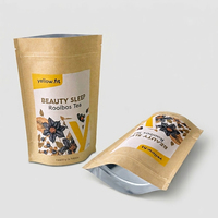 Kemasan Pouch Stand-up Doylepack Ramah Lingkungan dari Kertas Kraft Coklat dengan Segel Zip Foil untuk Makanan, Bubuk, dan Teh