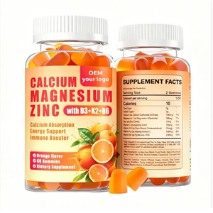 แคลเซียม แมกนีเซียม ซิงค์ กัมมี่ส์ พร้อมวิตามิน D3, B6 และ K2 สำหรับผู้ใหญ่ - กัมมี่ส์เสริมสมุนไพรเพื่อการจัดการพลังงาน - Product Image 1