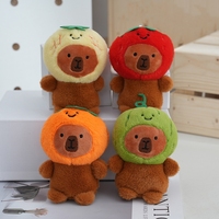 Porte-clés en peluche mignon de dessin animé Capybara, porte-clés en forme de fruits, jouets en peluche, porte-clés Capybara en forme de fraise, pastèque, ananas