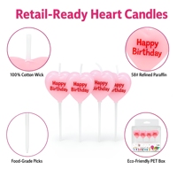 Bougie d'anniversaire populaire 2026 en forme de cœur avec inscription Joyeux Anniversaire, bougies colorées pour gâteau, idéales pour les fêtes et les mariages