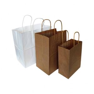 Sac en papier personnalisé avec logo imprimé, sac à emporter de haute qualité avec votre propre marque, emballage avec poignée pour expédition de nourriture et de cadeaux - Product Image 3