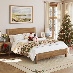 Fournisseur d'usine Cadre de <span class=keywords><strong>lit</strong></span> plateforme en bois taille Queen avec tête de <span class=keywords><strong>lit</strong></span> Espace de rangement gratuit Pas besoin de sommier tapissier - Product Image 6