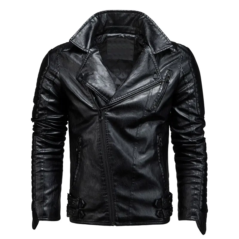 New Fashion PU Leather Jacket Large Size Bomber Jacket Slim Fit Motorcycle Jacket Plus Size Men