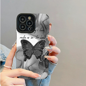 เคสโทรศัพท์มือถือหนังเทียมพิมพ์ลายผีเสื้อสีดำลายคลื่นสีเทาหมึก สำหรับ <span class=keywords><strong>iPhone</strong></span> X Xr 11 12 13 14 15 16 17 18 Pro Max - Product Image 1