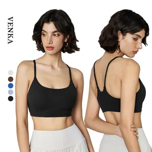 Wholesale Bulk High Impact U Neck Fitness Vest Comfortable Elastic Crop Tops with Removable Pads Teens Hot Sexy Sports Bra