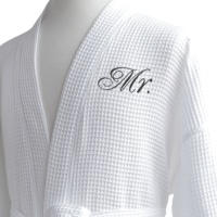 Albornoces Blancos Personalizados al por Mayor con Logotipo de Hotel de 5 Estrellas, Albornoces de Baño 100% Algodón Tipo Waffle