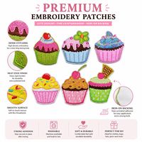 Patchs brodés thermocollants et à coudre en vrac, motifs cupcakes, desserts, glaçages, cerises et vermicelles, style Kawaii mignon