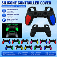 Housse de protection en silicone texturé antidérapant tricolore pour manette PS 4, poignée ergonomique, protection complète, lavable