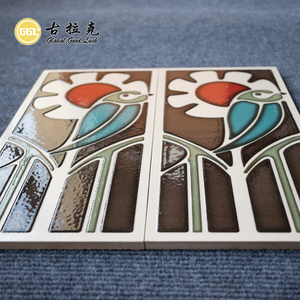 Carreaux de mosaïque en céramique émaillée rétro à motif de fleurs et d'oiseaux de nouveau design pour la décoration de murs et de sols intérieurs - Product Image 5