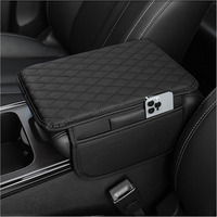 Coussin de protection universel pour accoudoir de voiture en microfibre et cuir PU avec 2 poches de rangement