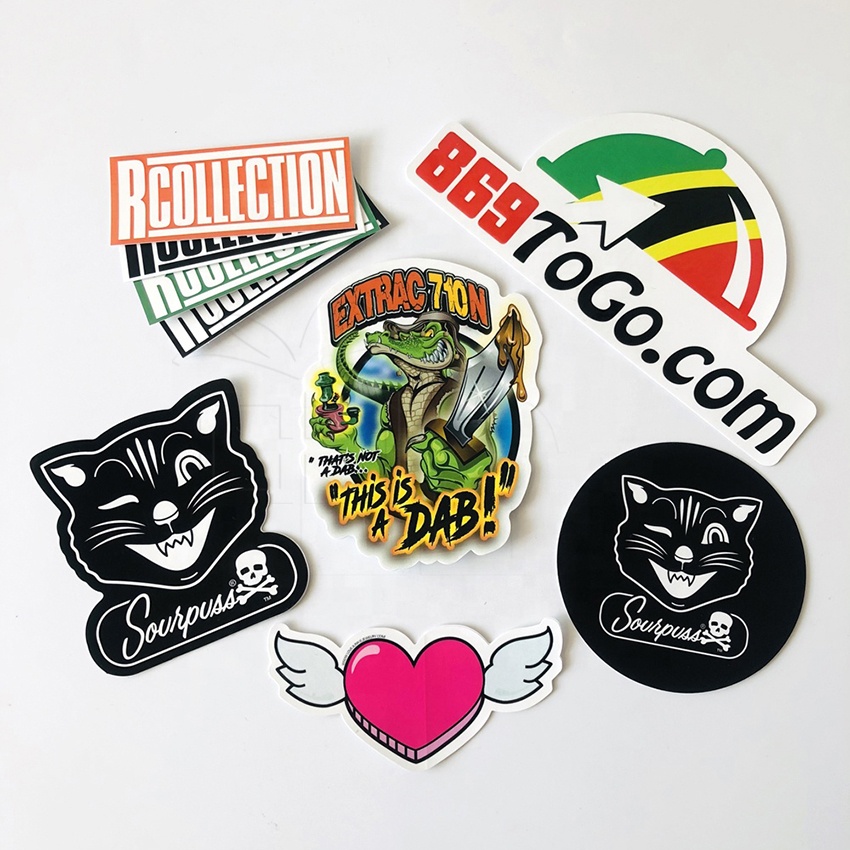 Water Oil Proof UV Resist Business Made Crack Peel Self-Adhesive PVC White Vinyl Sticker Printed Die Cut Logo Custom Stickers