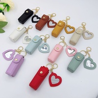 Porte-rouge à lèvres miroir en cuir PU mini cœur mignon, porte-clés, miroir de maquillage rond de haute qualité, impression numérique personnalisée, vente chaude