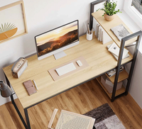 Bureau d'ordinateur simple, table d'e-sport, poste de travail multifonction en bois, bureau d'étude avec étagère de rangement à plusieurs niveaux