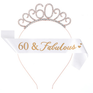 Corona e Fascia di Compleanno in Oro Rosa per 18, 21, <span class=keywords><strong>30</strong></span>, 40, 50, 70 <span class=keywords><strong>Anni</strong></span>, Regali per Feste e Accessori - Product Image 3