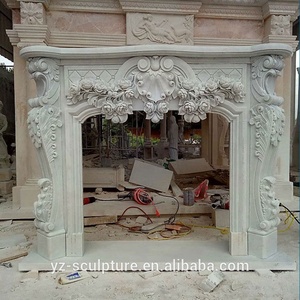 Manteau long en marbre sculpté à la main, crème 17 pouces, style français - Product Image 3