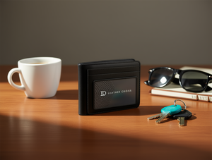 Portafoglio da uomo DACHEN WANG da 7 pollici in materiale PU con chiusura pieghevole, stile minimalista, confezione regalo - Product Image 2