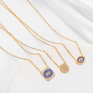 316 Edelstahl Geometrischer Anhänger mit Zirkonia und türkisblauem Teufelsauge, anlaufgeschützt, Modeschmuck Großhandel <span class=keywords><strong>G5210</strong></span> - Product Image 1