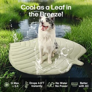 <b>Leaf</b> Shaped Pet Cooling Mat <b>Light</b> Blue Cotton Washable Non Slip For Cat Summer Use - Product Image 4