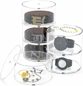 منظم حزام مغناطيسي أكريليك شفاف بطبقة مخصصة لتخزين الساعات والمجوهرات