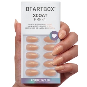 Uñas Postizas Elegantes con Brillo Nude y Gel Suave, Forma Almendrada Corta, Venta al por Mayor, Hechas a Mano, Uñas a Presión - Product Image 2