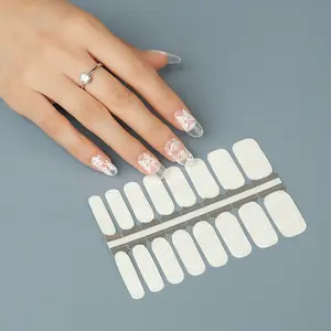 Mariposa blanca con base transparente tiras de esmalte de uñas pegatinas de uñas envolturas de uñas