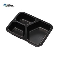 Barquettes en plastique CPET de qualité alimentaire OEM/ODM, barquettes préfabriquées à 3 compartiments, boîte à repas CPET