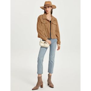 <b>Womens</b> Cropped <b>Corduroy</b> Jacket Button Down <b>Shacket</b> Full Sleeve Spring Lightweight Utility Style Jacket - Product Image 6