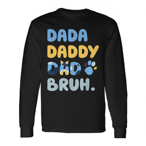 Dada Daddy Dad Fathers Day Blue Dog Camiseta de manga larga para hombre adulto con cuello redondo y estampado digital - Product Image 2