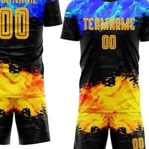 Ensemble de maillot de football multicolore à manches courtes, respirant, à séchage rapide, uniforme d'entraînement pour hommes, chemise et short - Product Image 4